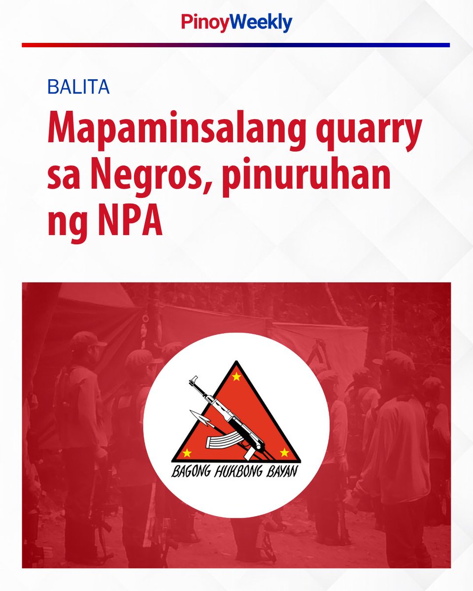 Ayon sa Romeo Nanta Command ng New People’s Army, matagal nang inirereklamo ang naturang quarry dahil napapalalim nito ang ilog kaya nawawalan ng tubig ang mga sakahan at nagiging delikado ang pagtawid ng mga mamamayan.

BASAHIN: tinyurl.com/2ewv97hc 🔗