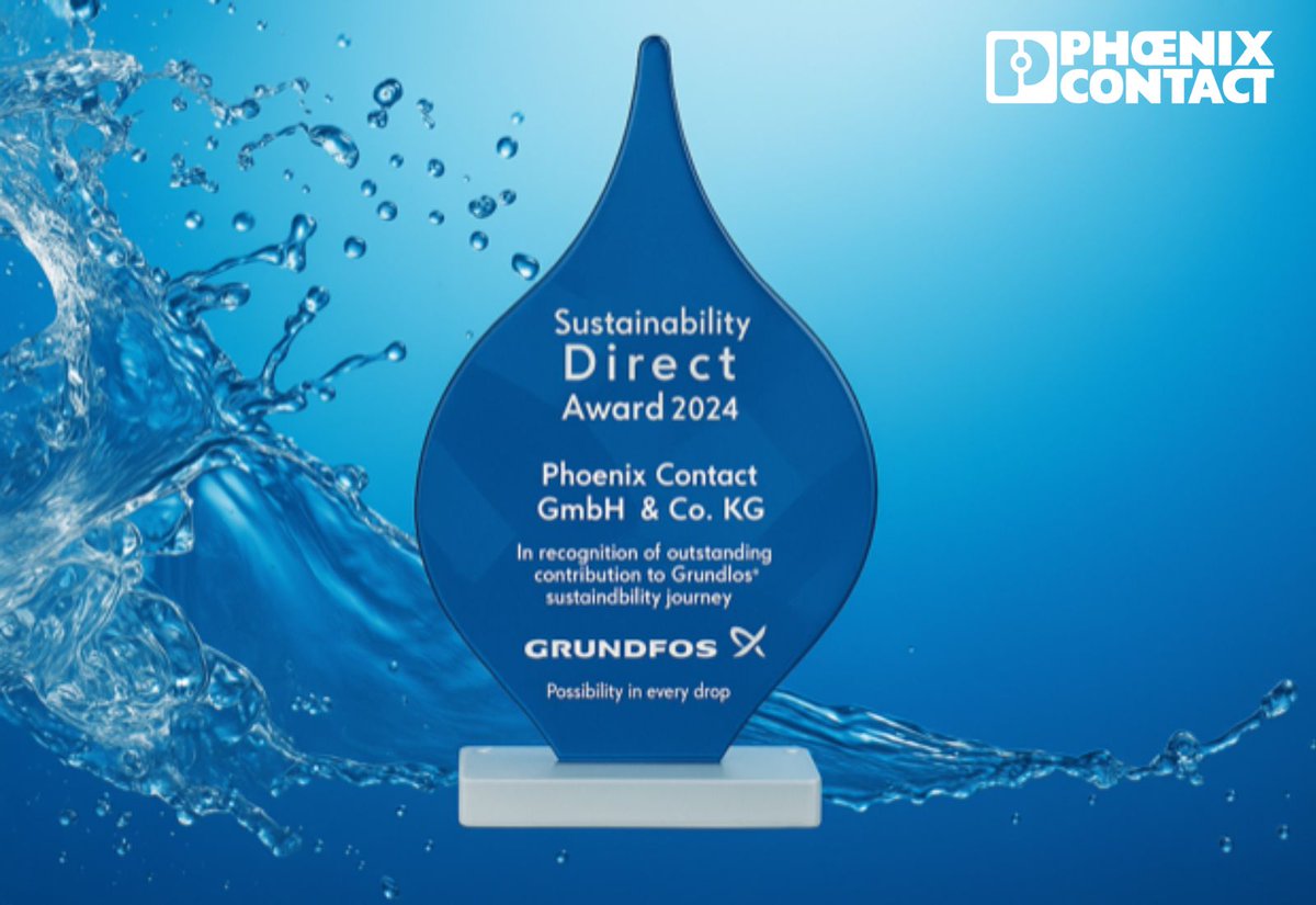 🌍 Siamo orgogliosi di aver ricevuto il Sustainability Direct Award da Grundfos! 🌍
Questo riconoscimento sottolinea l’impegno condiviso di Phoenix Contact e Grundfos per la sostenibilità  come parte fondamentale delle nostre attività e della nostra innovazione.
#Sostenibilità