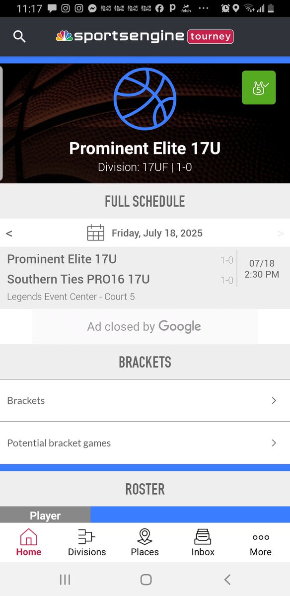Schedule for the 18th