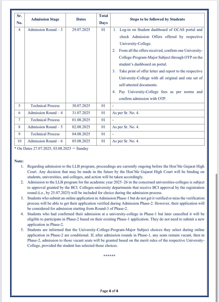 gujuni1949's tweet image. LLB Admission Phase – 2 Begins!
Don’t miss your chance to apply or correct your application!
Registration: 21st to 25th July 2025
Apply through the GCAS portal now and take the next step toward your law career!
Visit: gcas.gujgov.edu.in
#LLBAdmission2025 #GCAS…