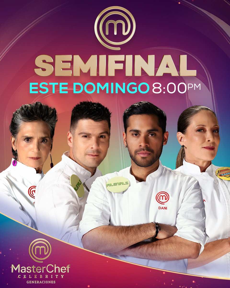¡La SEMIFINAL de #MasterChefCelebrity Generaciones está más cercaaaa! 🤩🔥

Cuatro celebridades y tres generaciones están en juego para demostrar que son los mejores en esta competencia, que su sazón los trajo hasta aquí para seguir elevando el fuego en nuestra cocina. 👌🍽 ¡Nos