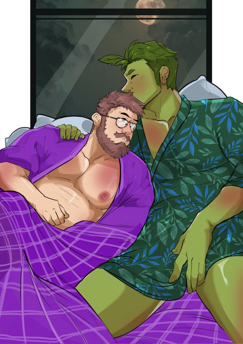 Just <a href="/LeafHulk/">Leaf Hulk</a> and I cuddling between bosses in Kirby. Love you, sweet guapo Hulk.

🎨 by <a href="/Hanamura_boyo/">Hanamura Commission Open</a>