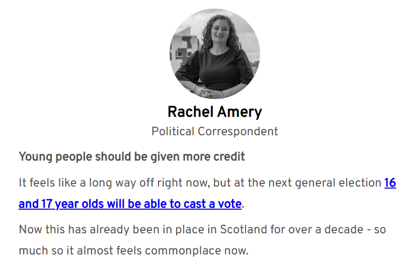 therachelamery's tweet image. Leading today's #TheSteamie morning politics newsletter from @TheScotsman is 16 and 17 year olds being given the vote.
Sign up for free: scotsman.com/newsletter