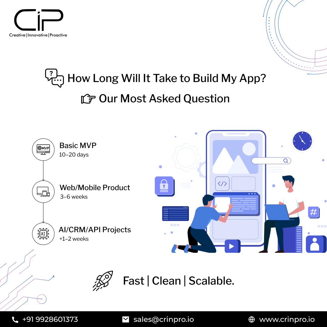 CrinProSolution's tweet image. *How long will my MVP take ?*
✅ Basic MVP: 10–20 days
✅ Web + Mobile App: 3–6 weeks
✅ With AI/CRM/API: +1–2 weeks
At CrinPro, we plan with clarity — no timeline surprises.
📩 DM me your idea &amp;amp; I’ll give you a realistic estimate.

#CrinPro #MVP #StartupTech #ClientQuestions