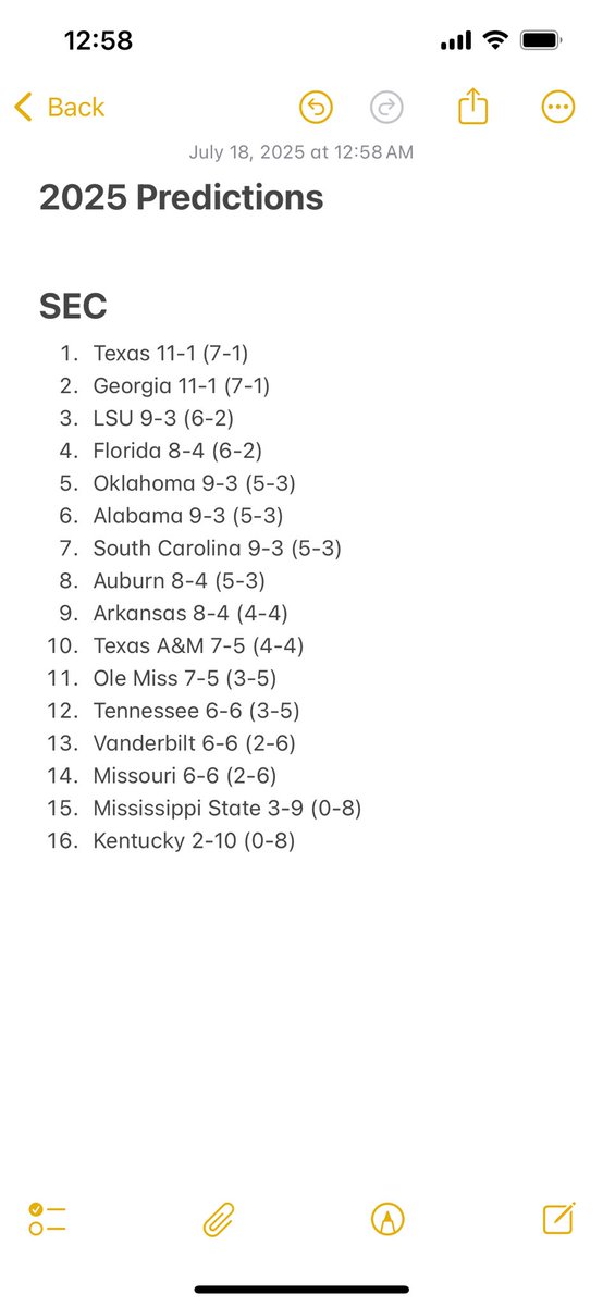 JColeTomberlin's tweet photo. 2025 CFB Predictions https://t.co/0pkiLNRff7