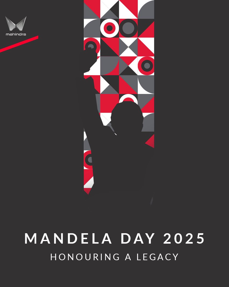 Mahindra_SA's tweet image. Today, we honour the legacy of Nelson Mandela — a symbol of justice, unity, and hope.
At Mahindra, we are inspired by his vision and remain committed to creating meaningful change in our communities.
Together We Rise, living Madiba’s values through action.
#MahindraSA