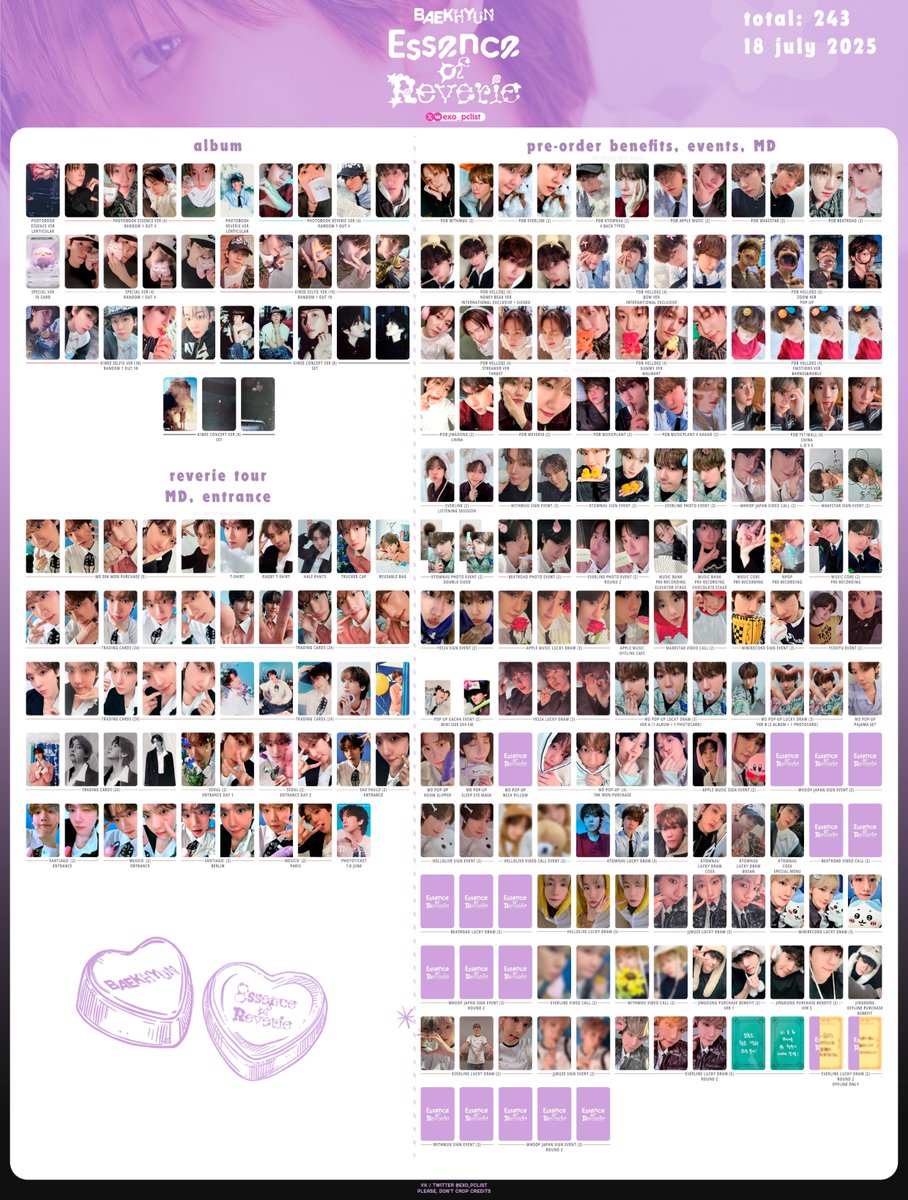 EXO's photocard lists | ot9 on X: 