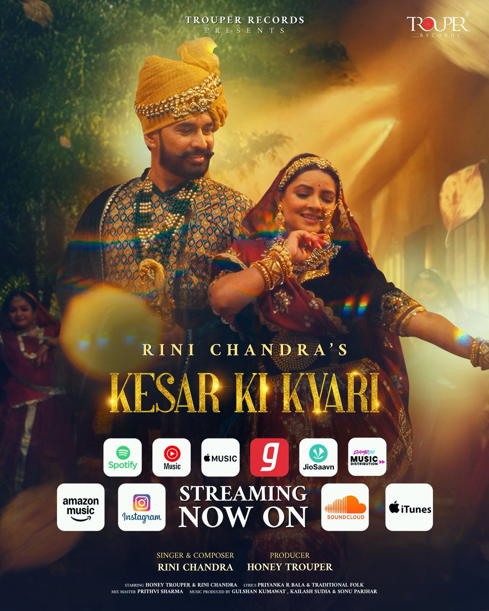 Khammaghani 🙏
🌸 KESAR KI KYARI Audio is OUT NOW! 🌸
Step into the royal soul of Rajasthani folk –
li.sten.to/kesarkikyari
🎬 official video coming soon – only on Trouper Records
🎧 Audio streaming now worldwide on all major platforms!
#KesarKiKyari #audioOutNow #RajasthaniFolk