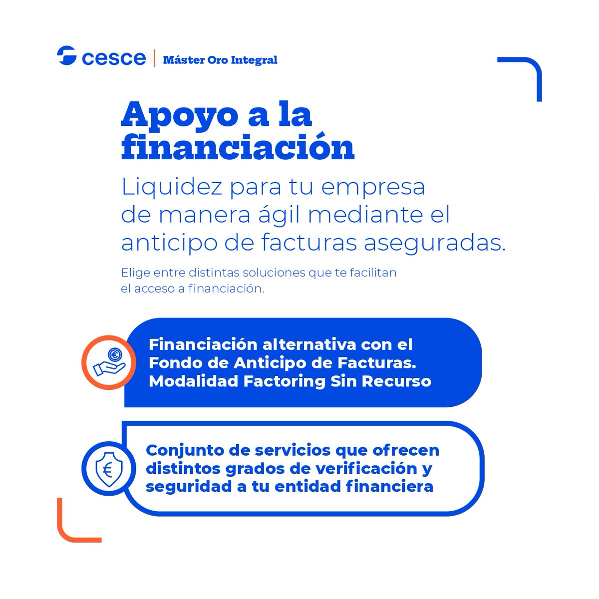 Asegura toda tu cartera de clientes con una cobertura del 95%, el plazo de indemnización más corto del mercado y sin indemnización máxima anual.

🥇 Máster Oro Integral, el seguro de crédito más completo.

🔗 cesce.es/es/w/seguros-d…