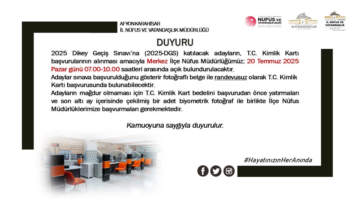 📢 ÖSYM SINAV DUYURUSU!
 (2025-DGS)

<a href="/TCNufus/">Nüfus ve Vatandaşlık İşleri Genel Müdürlüğü</a>
<a href="/AfyonValiligi/">T.C. Afyonkarahisar Valiliği</a>
<a href="/OSYMbaskanligi/">ÖSYM</a>
#HayatınızınHerAnında