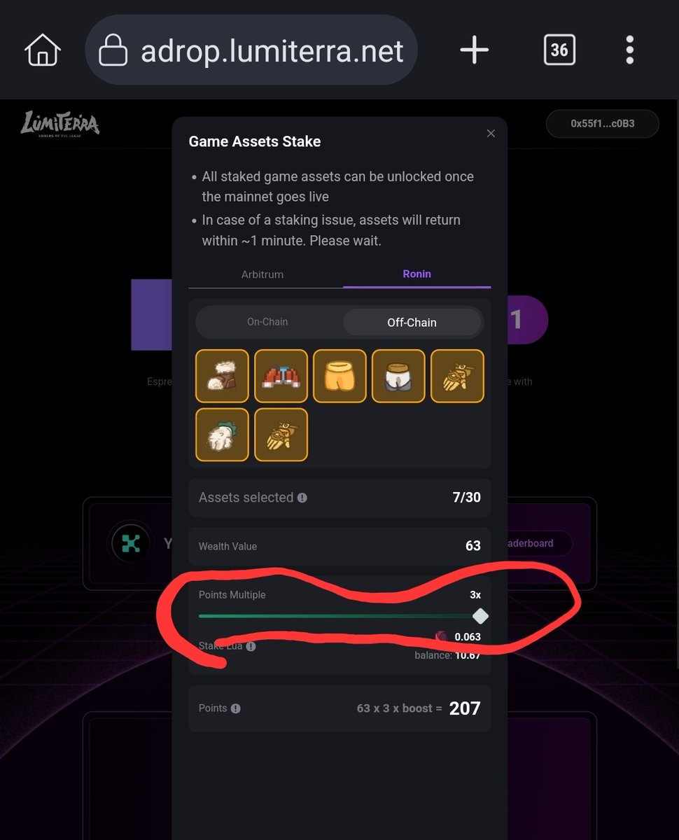 GLUMI!! Restaking will be open later once the team already done fixing it..
This is the last chance that we can used $lua for multiplier please don't forget it... 
<a href="/LumiterraGame/">Lumiterra (mainnet arc)</a> <a href="/Ronin_Network/">Ronin</a> <a href="/AngryDynomites/">Angry Dynomites Lab 🦖</a> <a href="/Farmine_Land/">Farmine_Land</a>