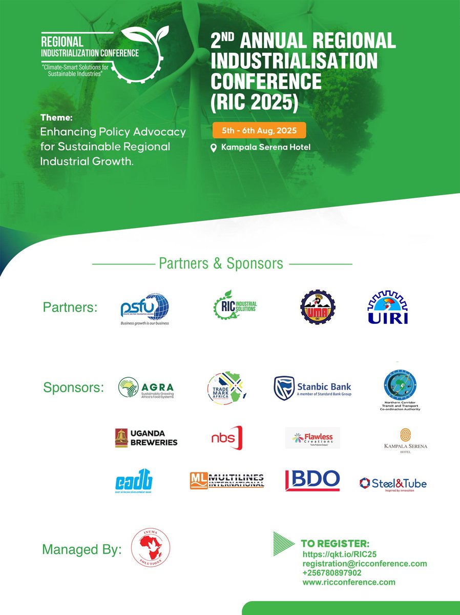 MLinesGroup's tweet image. It's an honor for us to sponsor the 2nd annual regional industrialisation conference (RIC 2025) which is scheduled to take place at the Kampala Serena Hotel from 5th to 6th August, 2025.
This sponsorship is a natural extension of our mission to facilitate seamless trade and…