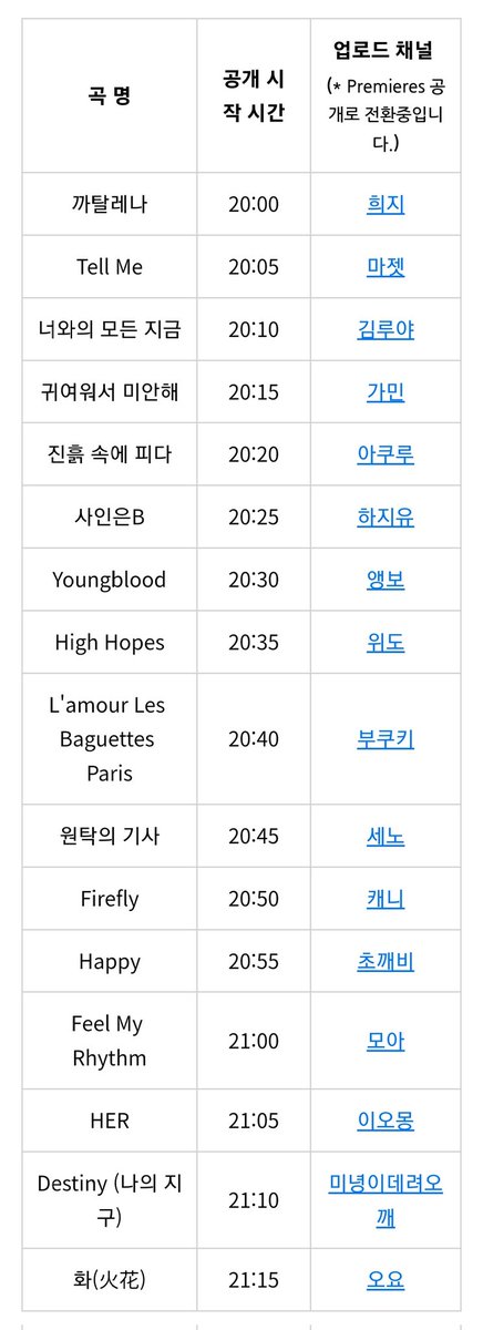미츄제 공연 영상 
7월 25일(금) 오후 8시부터, 5분 간격으로 순차 업로드!!!!!!!
실시간 공개로 진행될 예정
이제 유튜브에서 미츄제 볼 수 있다!!!!!!!