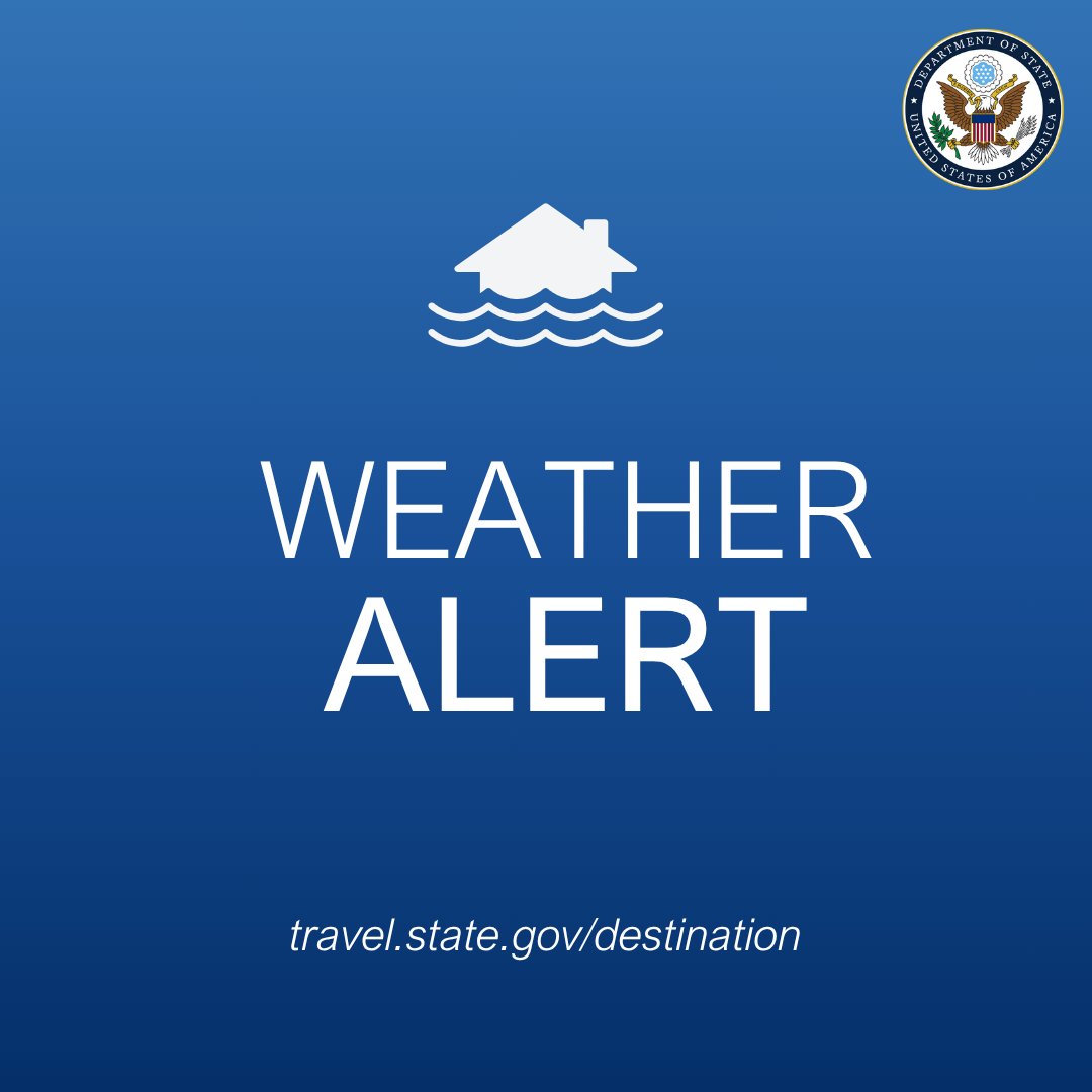 TravelGov's tweet image. Republic of Korea: The Embassy is closely monitoring reports of heavy rain and flooding throughout the Republic of Korea. Flood and extreme weather warnings have been issued in multiple areas throughout the country. Some areas are experiencing very heavy rainfall, accompanied by…