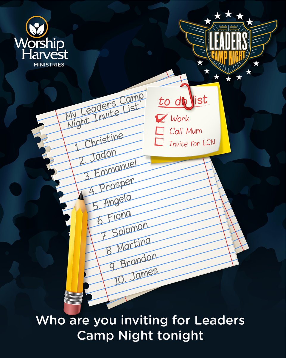 Leaders Camp Night is just a few hours away!!!🤩
Have you invited every leader on your list? 😅

See you today at Worship Harvest Naalya. Doors open at 5 pm.🥰