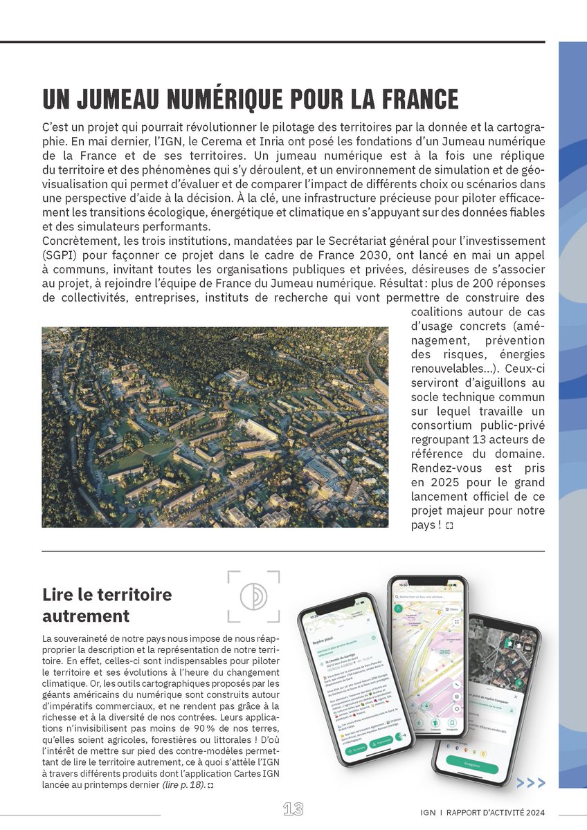 #VendrediLecture

📗Rapport d'activités 2024 IGN : Cap sur une cartographie souveraine

Lancement de l’application Cartes IGN, décollage de la Géoplateforme, avancées technologiques et utilisation croissante de l’IA, publication d’études sur la forêt…
calameo.com/read/001188582…