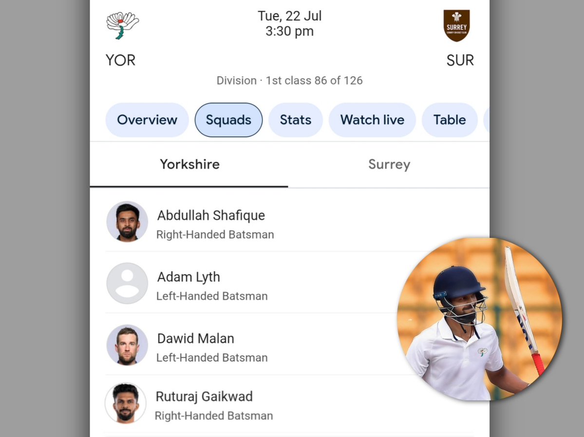 JD_Trolls2's tweet image. 🚨 Ruturaj has been added to Yorkshire Squad