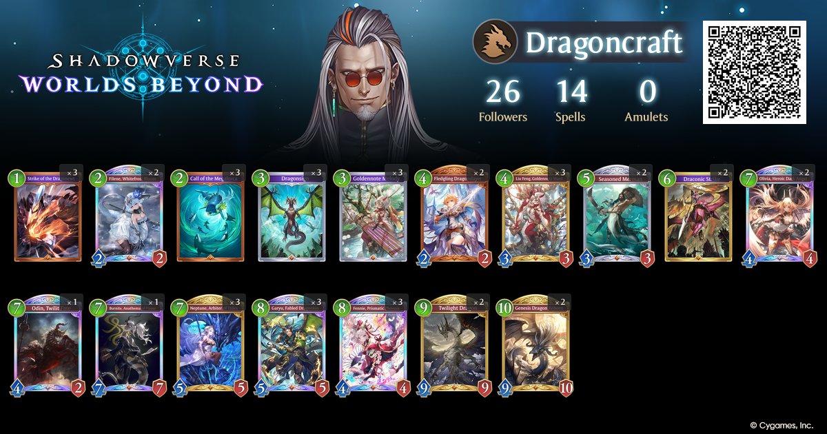 Day 1 Dragon

We made it out of Topaz with this one 🗣️🗣️🗣️ 
#ShadowverseWB #DeckPortal