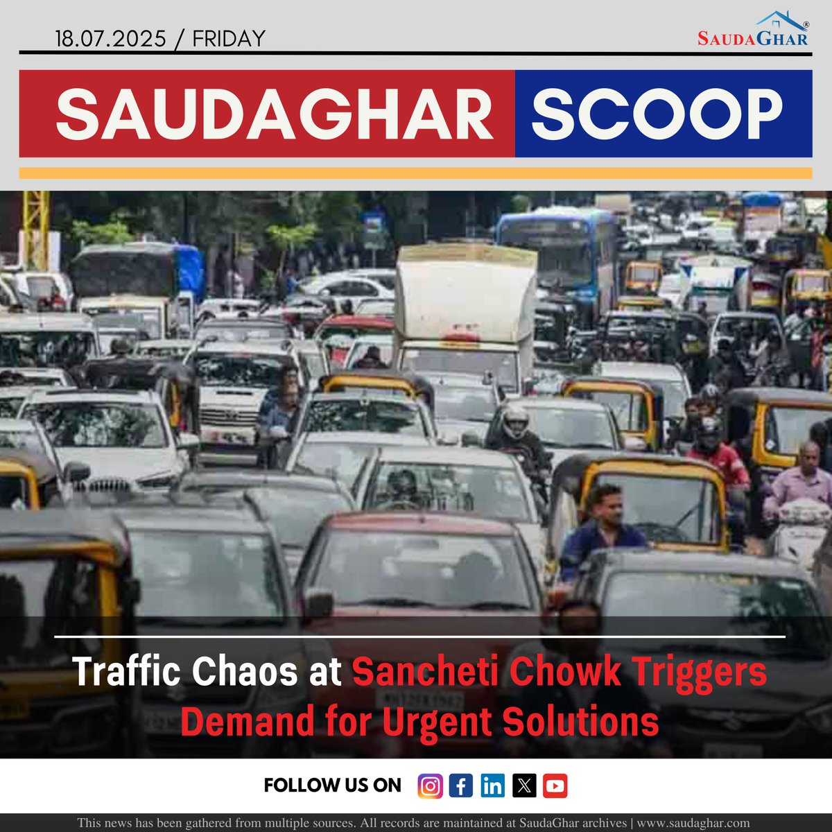 Daily commuters navigating the chaotic stretches around Sancheti Chowk in Shivajinagar are growing increasingly frustrated as traffic snarls become routine. The issue, they say, stems from the unregulated crisscrossing of vehicles arriving from multiple directions including the