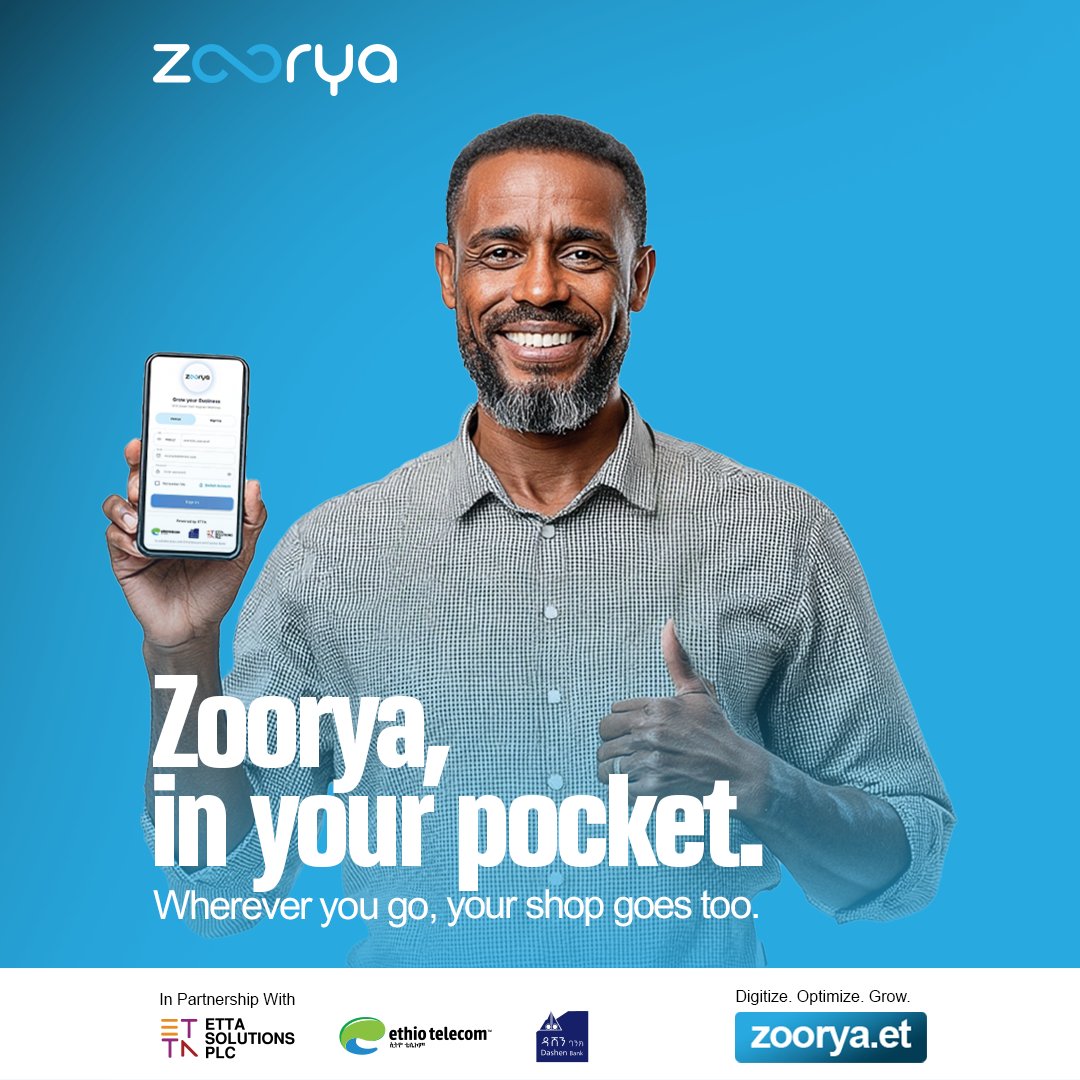 ZooryaEt's tweet image. Run your business like you&apos;re always in the room eeven when you&apos;re not. Zoorya puts your whole store in your pocket.

Visit zoorya.et
linktr.ee/zoorya.et

#ZooryaEthiopia  #EthiopianSMEs  #BusinessAutomation  #SmartPOS #ETTASolutions #dashenbank #Ethiotelecom