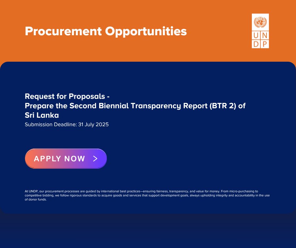 UNDPSriLanka's tweet image. Procurement and Consultancy Opportunities at @UNDP  #SriLanka 
undp.org/srilanka/procu…