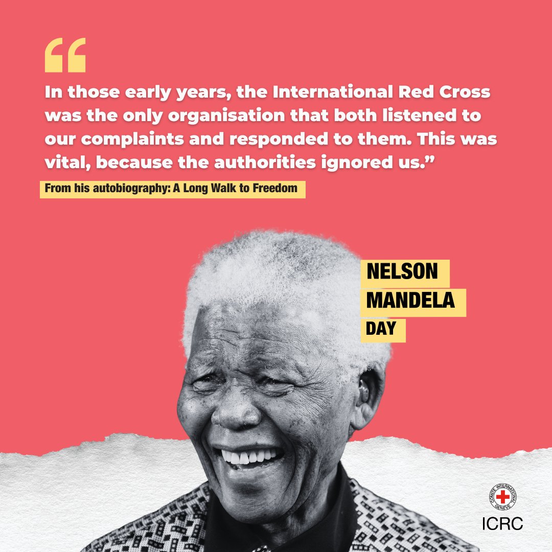 ICRC_Africa's tweet image. Nelson Mandela was visited several times by ICRC staff during his 27 years in prison from 1967 to 1986.
He often spoke about how important our work was, especially for people in detention.
On this #MandelaDay, we remember his words 👉🏽 ms.spr.ly/6019sBolc