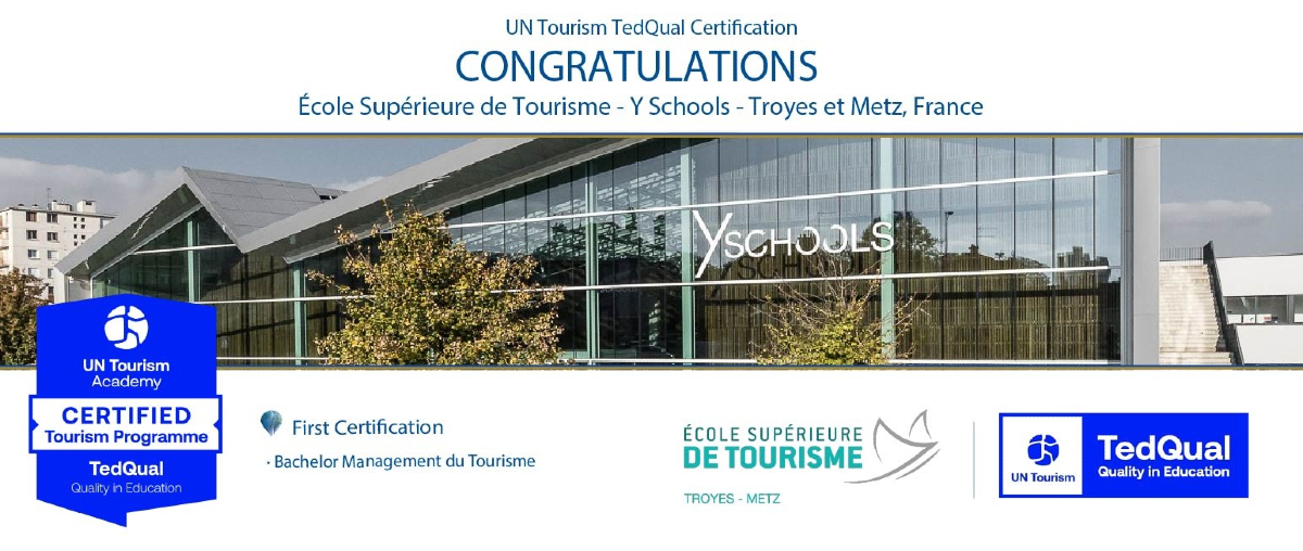 UNWTOAcademy's tweet image. 🏅 Today's CONGRATULATIONS are to the École Supérieure de Tourisme, Y Schools (Troyes and Metz, France), for obtaining the #UN Tourism TedQual Certification for 1 #tourism #education program! 👏👏👏👏
#unwtotedqualnetwork
#qualityeducation