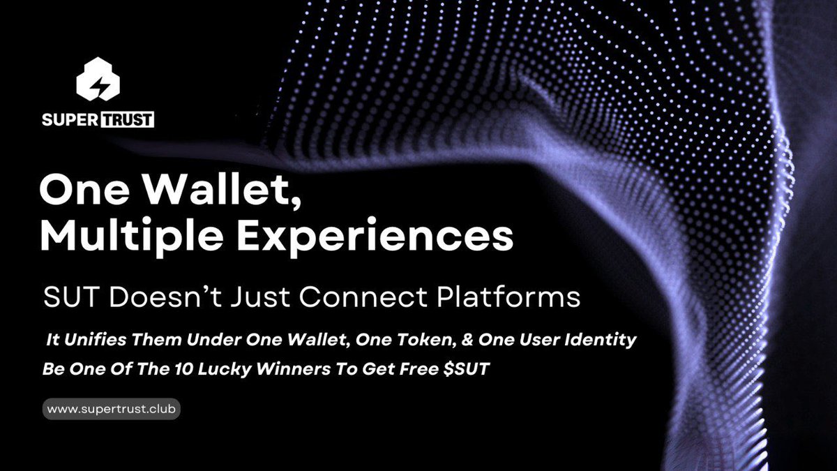SuperTrust_SUT's tweet image. Discover SuperTrust - One Wallet, Multiple Experiences! SUT unifies platforms under one wallet, one token, and one user identity. Be one of the 10 lucky winners to get free $SUT! 🌟 Visit us at supertrust.club to learn more!
#SuperTrust #SUT #OneWallet #Crypto…
