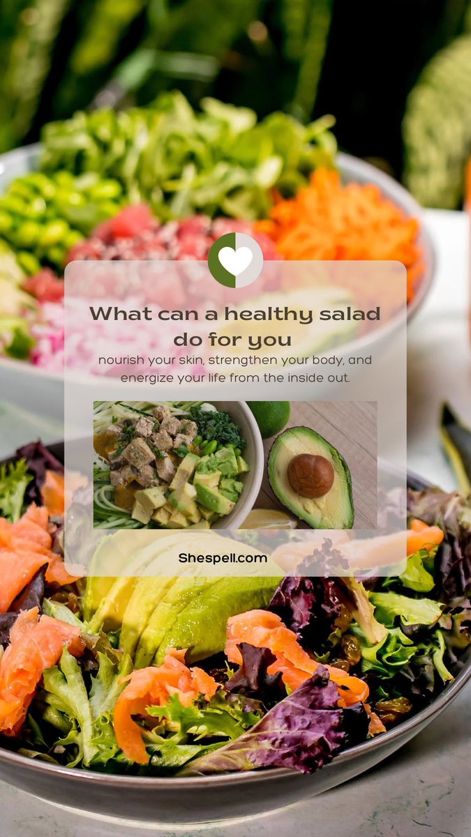 SheSpelOfficial's tweet image. Salad should do more than just looking good ,Think creamy avocado for glowing skin, salmon or chicken for strength, cucumber and greens for hydration and detox, and colorful veggies for a hit of antioxidants and mood-boosting
#SheSpellEats #GlowFromWithin #NourishToFlourish