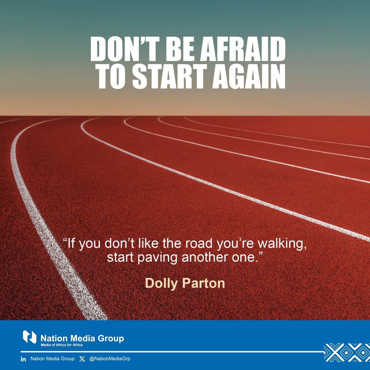 NationMediaGrp's tweet image. Starting over isn’t failure. It is a power move!
Happy New Week!
#PositivelyInfluencingSociety #MotivationMonday