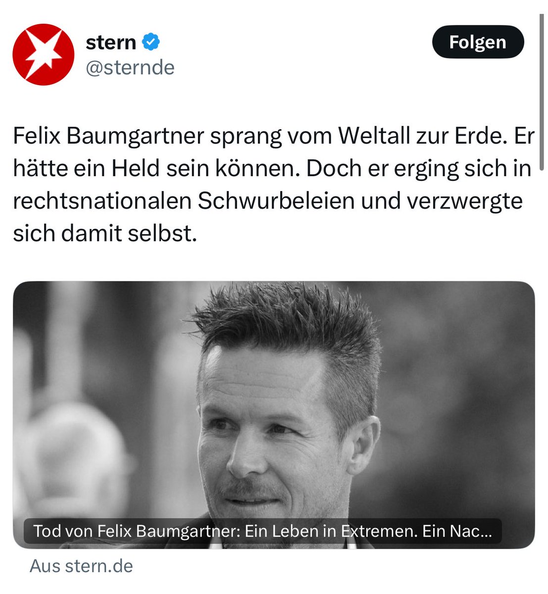 Ich halte das für pietätlos jemand so hinterherzutreten, der gerade sein Leben verloren hat 

Scheint hier die eigene Ideologie wichtiger zu sein, als die Menschenwürde auch beim Tod zu wahren

Das ist kein Nachruf; das ist vielmehr würdelos