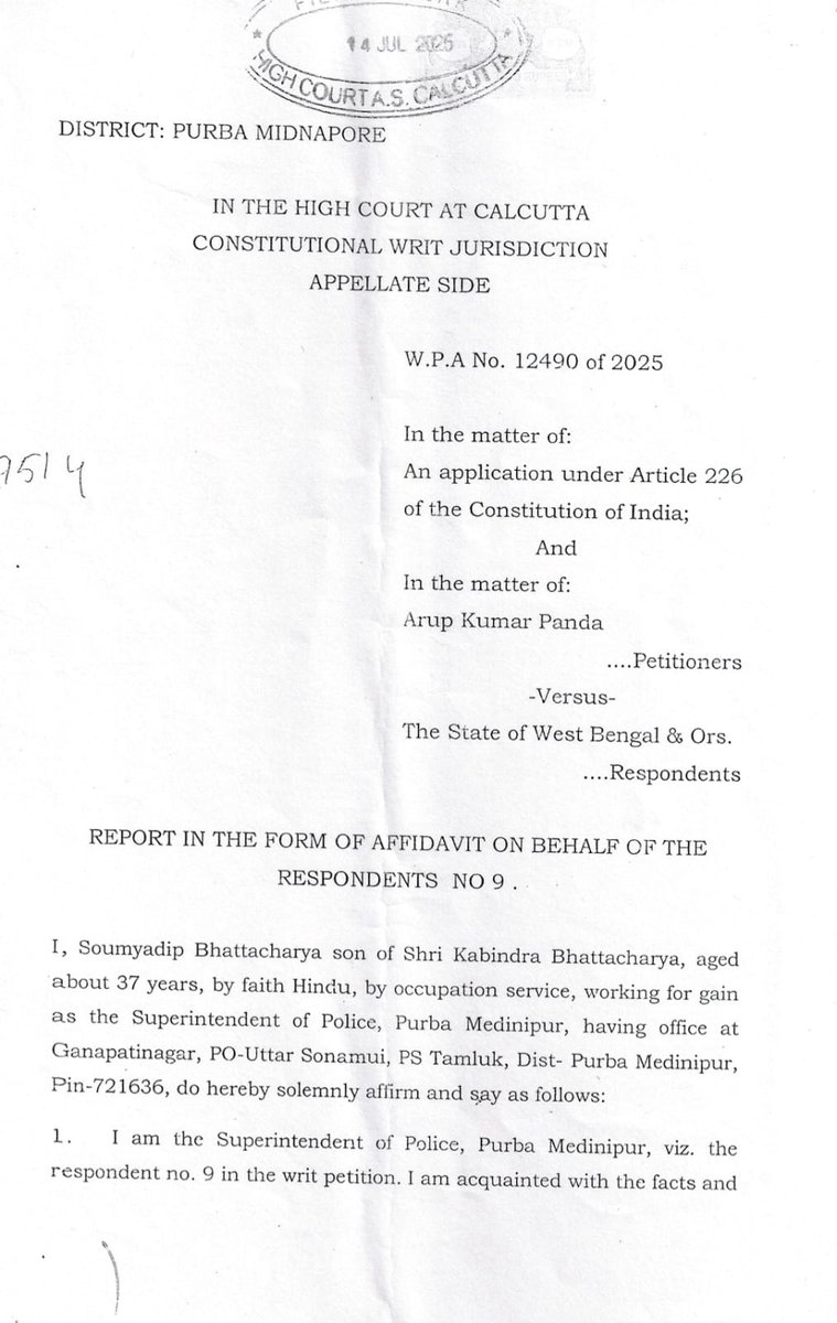 SuvenduWB's tweet image. When the push comes to shove, the compromised SP, Purba Medinipur prays for unconditional apology for siding with the ruling dispensation. It is shameful that an IPS officer resorts to such insalubrious conduct in discharge of his official duty.
