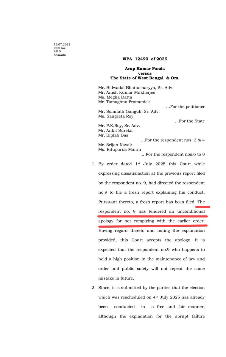 SuvenduWB's tweet image. When the push comes to shove, the compromised SP, Purba Medinipur prays for unconditional apology for siding with the ruling dispensation. It is shameful that an IPS officer resorts to such insalubrious conduct in discharge of his official duty.