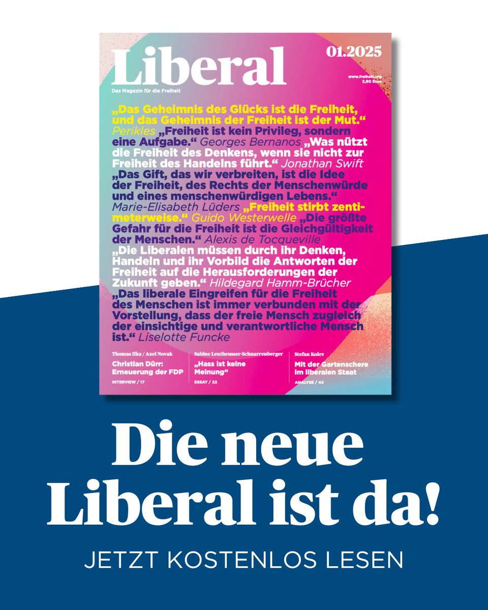 FNFreiheit's tweet image. 💥Aufgepasst💥 Die neue #Liberal ist da!

Themen:
🔸 Interview über die Erneuerung der FDP mit @christianduerr 
🔸 Hasspostings sind kein Ausdruck von Meinungsfreiheit von @sls_fdp 
🔸 Mutterschutz nach Fehlgeburten von @MarenJasper 
🔸 Das Ende des Generationsvertrags von…