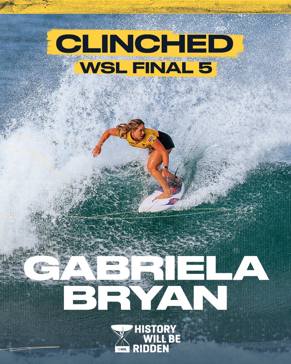 wsl's tweet photo. Gabby's done it! Officially in the #WSLFinal5 with an opportunity to win a World Title 🏆
J-Bay's absolutely firing and Finals Day is ON.
@corona #OpenJBay @kougamunicipality | LIVE on https://t.co/ie0ZfMVLPY https://t.co/mqxtm2ZRg2