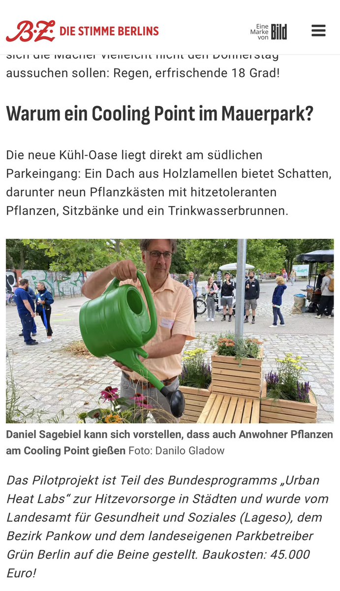 drbrandner's tweet image. LOL: „Hoffen wir, dass der Cooling Point nach dem ersten Wochenende noch ansehnlich aussieht. Wir sind leider vandalismuserprobt. Wir hoffen, die Pankower begreifen, wie besonders dieser Ort ist – aber es ist nicht sicher, dass die Pflanzen nicht auf privaten Balkons landen.“