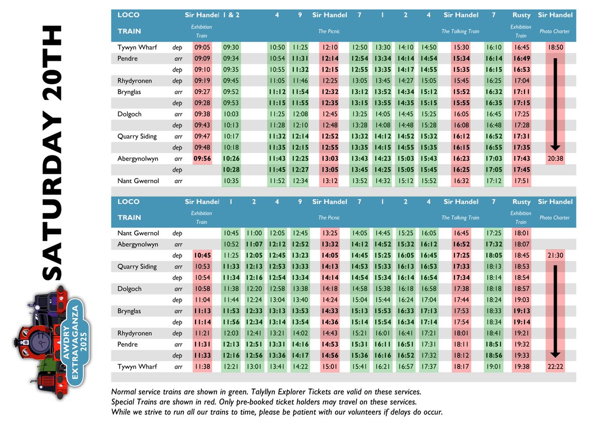 TalyllynRailway's tweet image. AWDRY EXTRAVAGANZA 2025 TIMETABLE
Here is your handy guide to the event across all 3-days!
Physical copies are available from the booking office.