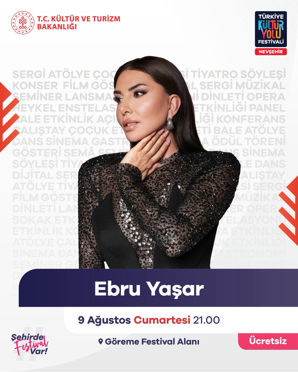 Bizi takip et. Festival heyecanına ortak ol. ✨🎉🎵

#nevşehirkültüryolufestivali <a href="/EbruYasarOnline/">Ebru Yaşar</a>
