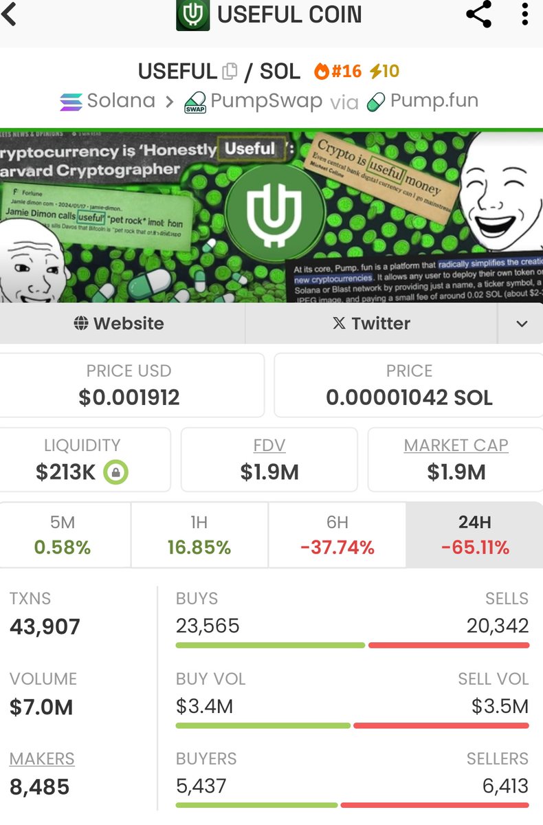 Sooleybash's tweet image. $USEFUL
⚠️CTO&apos;ED 🤝
Snipe a good entry and wait for pump 💰💰💰
HD3JBABeFkdZwUgKwhwJYqjLNrPWXEaDVfH4uMqRpump