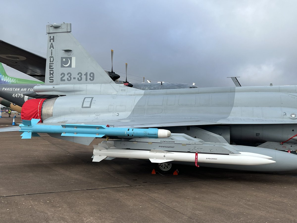 Rotorfocus's tweet image. Possible public debut of the PL-15, well PL-15E in full size form anyway on the Pakistan Air Force JF-17 #Thunder here at @airtattoo #RIAT2025