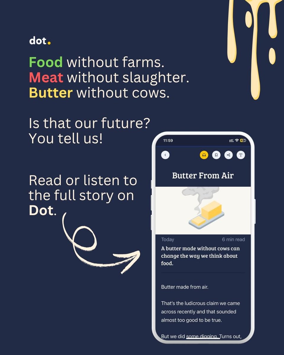 www_dot_news's tweet photo. Butter made from air.
That’s the ludicrous claim we came across recently and that sounded almost too good to be true.

But we did some digging. Turns out, it’s not science fiction. And it’s not limited to just science labs either.

It comes from a U.S.-based startup called Savor. And one of their investors and believers is a pretty smart guy named Bill Gates.

So how does this work? What problem is it solving? And is it safe to eat? Let’s find out!