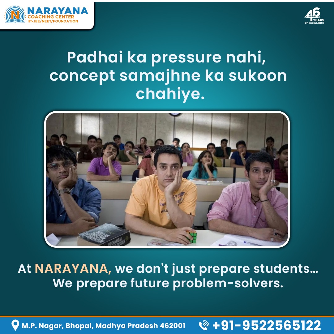 narayanacoach's tweet photo. At Narayana Coaching Center, we believe learning shouldn’t feel like a burden.

Join a place where "concept samajhne ka sukoon" is real.

#NarayanaCoaching #NEET2025 #IITJEE2025 #StudySmart #ConceptClarity #NoMorePressure #BhopalStudents #NarayanaBhopal #FutureDoctors https://t.co/wwW1mObsFC
