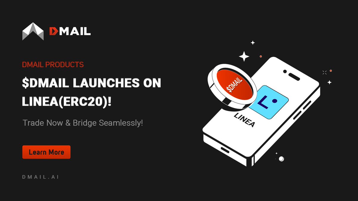 Dmailofficial's tweet image. 🚀 $DMAIL is NOW LIVE on @LineaBuild!
✅ Trade on: Ethereum(ERC20) & BSC(BEP20) & Linea(ERC20), and #ckDMAIL is coming!
♻️ Bridge seamlessly via @StargateFinance & @InterportFi
📌 Smart Contract: 0xcC6f1e1B87cfCbe9221808d2d85C501aab0B5192
#Web3 #Crypto #CrossChain #DMAIL…