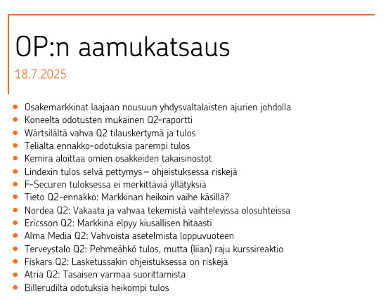 Perjantain Aamukatsaus: <a href="/OP_Ryhma/">OP</a>
<a href="/OPsijoittaminen/">OPxSijoittaminen</a> #sijoittaminen #säästäminen