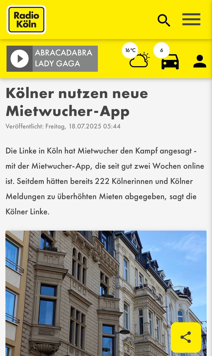 Es ist krass. Gerade mal 2 Wochen ist unsere #Mietwucher App in Köln online und schon mehr als 222 Fälle überhöhter Mieten wurden gemeldet. Davon 135 Fälle echter Mietwucher. Allein mit den gemeldeten Fällen zeigt sich: mehr als 60k zocken Vermieter*innen ihren Mieter*innen ab.