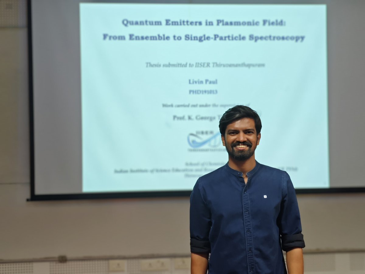 KGT_Lab's tweet image. Congratulations to Dr. Livin Paul @Livinpaul2 on successfully defending his PhD thesis: Quantum Emitters in Plasmonic Field: From
Ensemble to Single-Particle Spectroscopy. Grateful to Prof. Jaydeep Basu @iiscbangalore for serving as external examiner and for his valuable insights