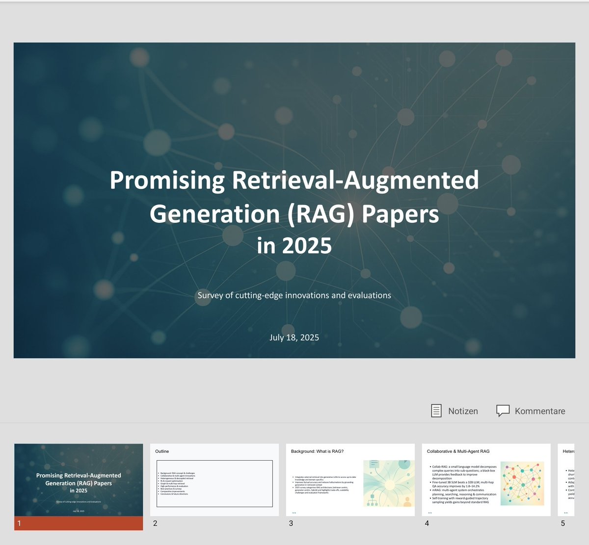 phill__1's tweet image. Chatgpt Agent is sadly just as bad at generating slides as most other models. Here are a few slides from a RAG survey presentation it generated. Completely unusable, looks like the first presentation made by a computer illiterate boomer, just plane text not aligned, zero styling,…