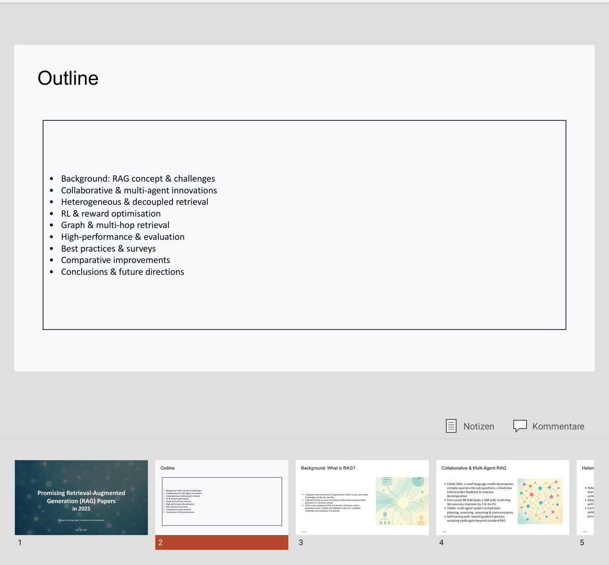 phill__1's tweet image. Chatgpt Agent is sadly just as bad at generating slides as most other models. Here are a few slides from a RAG survey presentation it generated. Completely unusable, looks like the first presentation made by a computer illiterate boomer, just plane text not aligned, zero styling,…