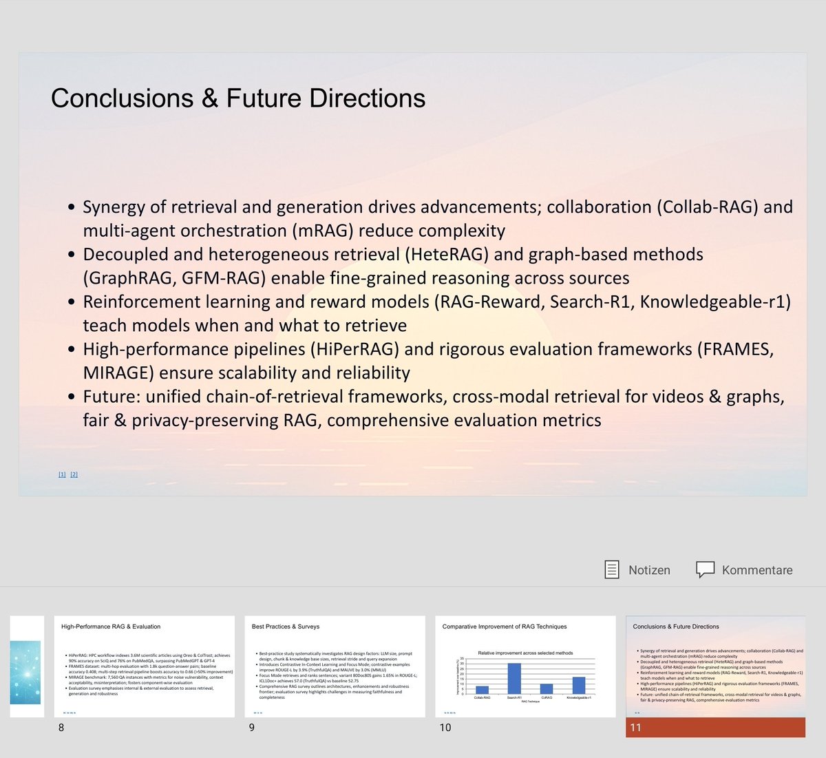 phill__1's tweet image. Chatgpt Agent is sadly just as bad at generating slides as most other models. Here are a few slides from a RAG survey presentation it generated. Completely unusable, looks like the first presentation made by a computer illiterate boomer, just plane text not aligned, zero styling,…