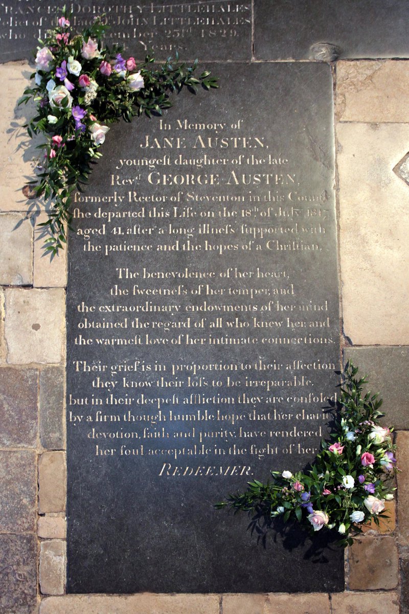 WinCathedral's tweet image. #OnThisDay
Jane Austen died in Winchester on the 18th July 1817, and was buried inside Winchester Cathedral six days later on the 24th July.
If you'd like to celebrate the life of Jane you can view a range of events here: bit.ly/3BV2GuQ
#JaneAusten